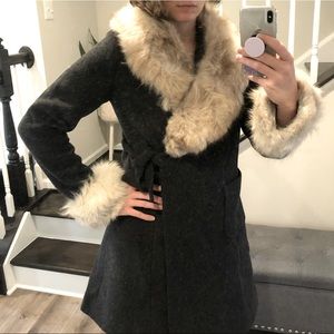 Vintage 70s Wool and Genuine Fur Coat